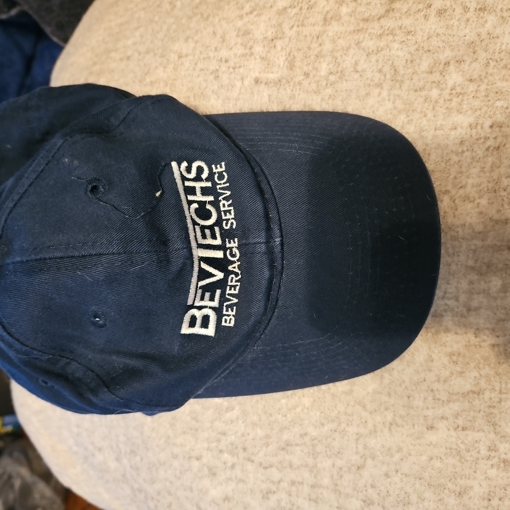 Beviechs Beverage Service Vtg Baseball Cap Mens Hat Navy Blue (A-42)